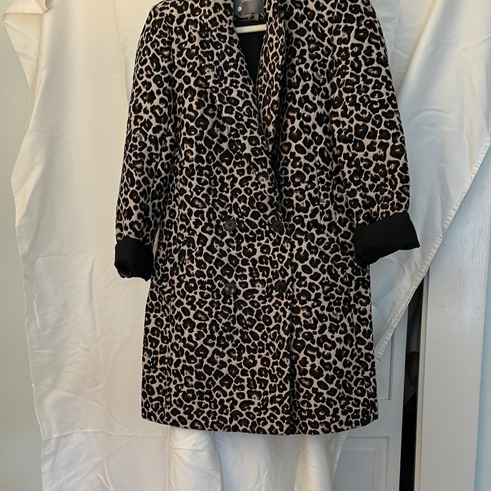 Leopard Print Double-Breasted Coat
